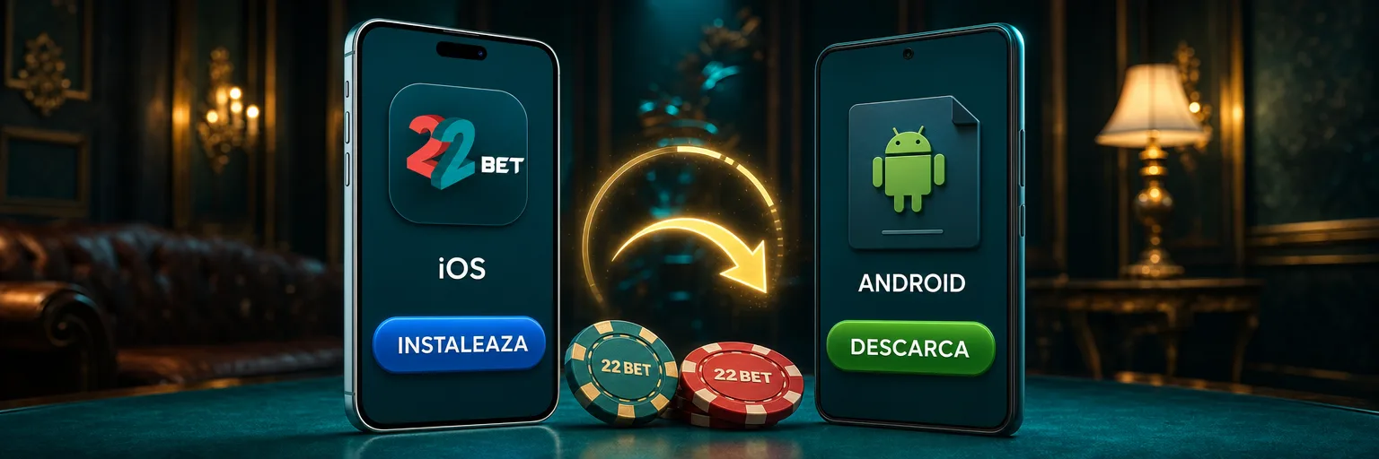 Aplicația 22Bet instalată pe iPhone din App Store și pe Android din fișierul APK oficial