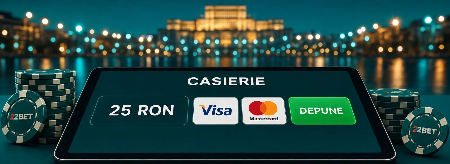 Casieria 22Bet cu metode de plată și sume în lei
