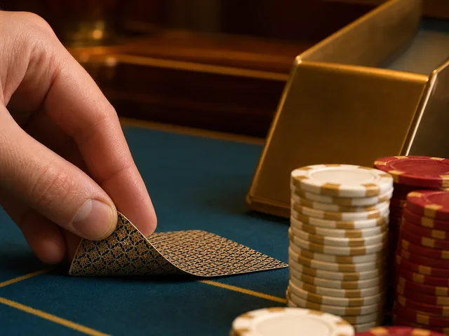 Semn de baccarat cu două cărți și jetoane