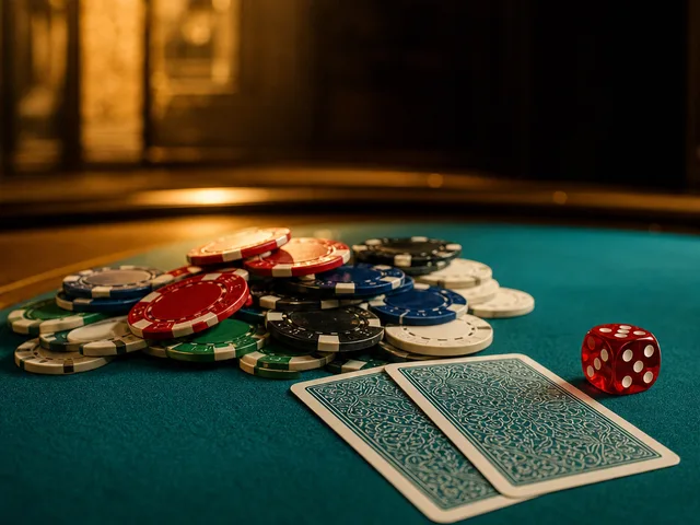 Semn de poker cu chintă și jetoane